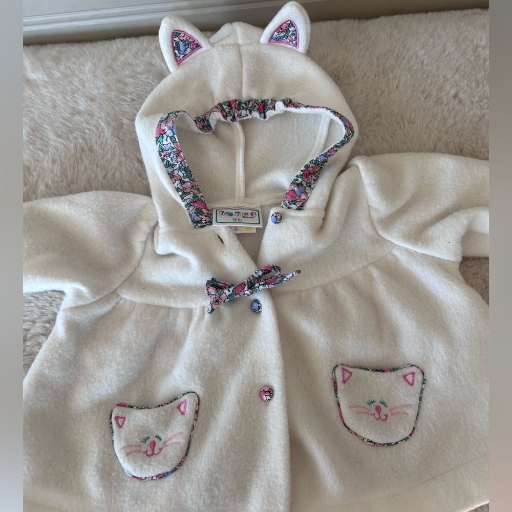 Cat kitten vintage baby jacket sweater 6-9m